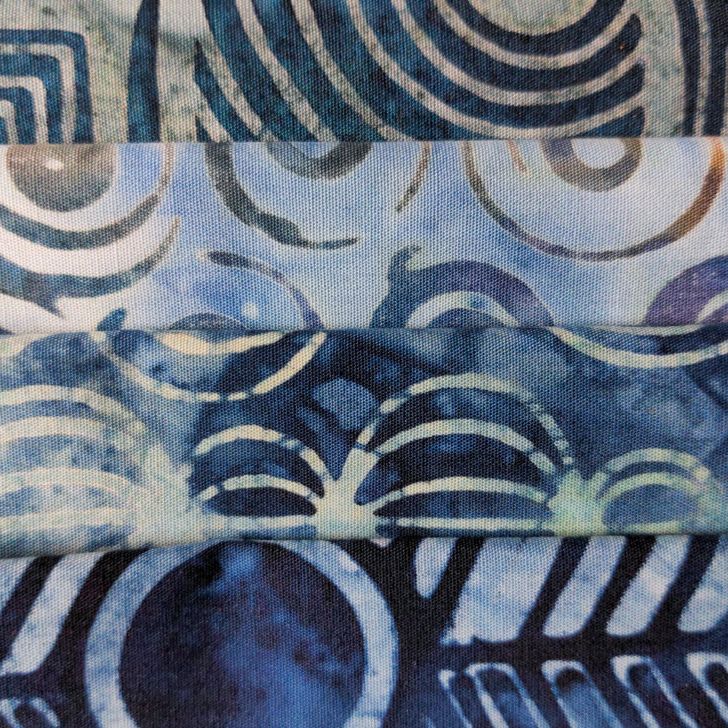 Bold Blue Fat Quarter Set - Batik Quilting Fabrics - 4 pack - Textile Traders