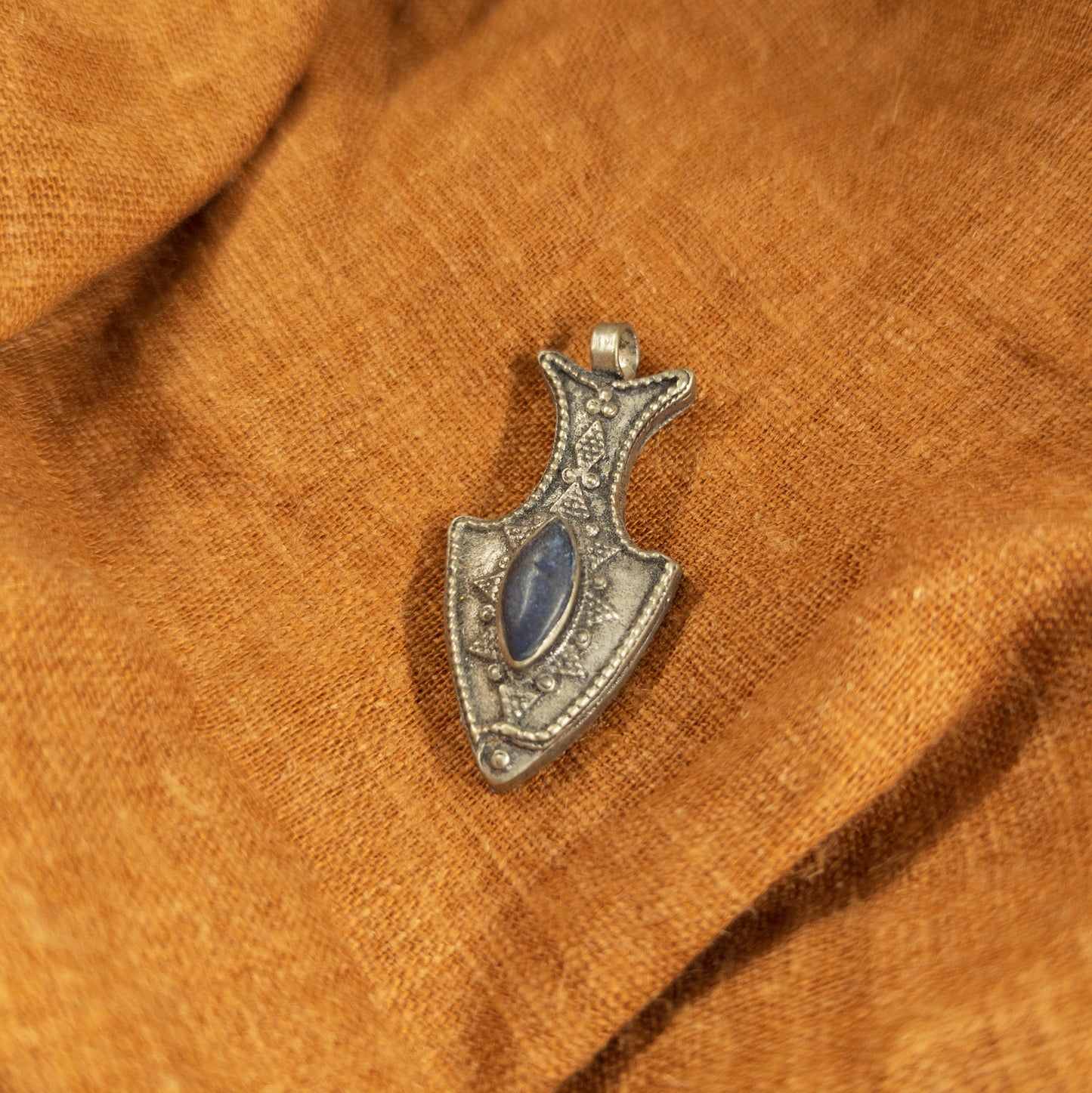 Lapis Lazuli Fish Pendant | Antique Style Tibetan Jewellery - Textile Traders