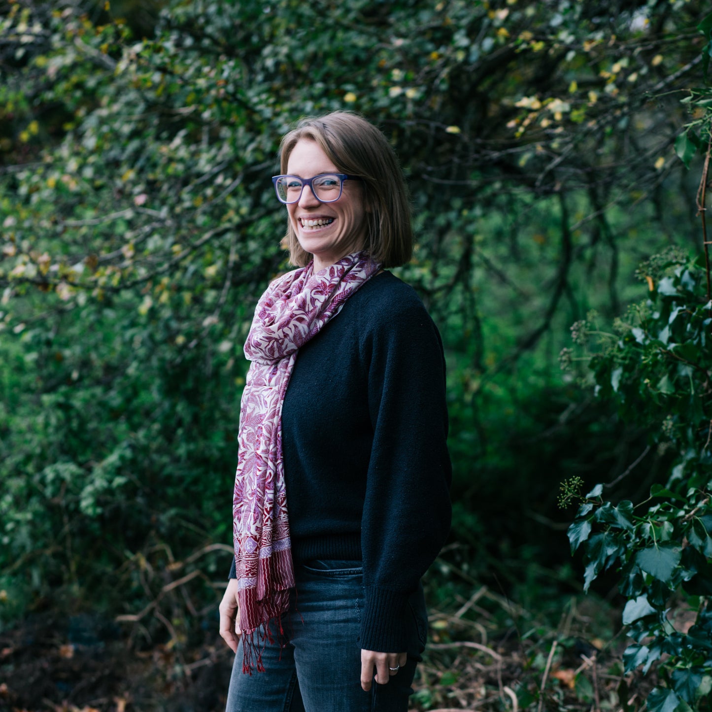 Lilac & Mauve Batik Silk Scarf - Floral Design | 57cm x 145cm - Textile Traders