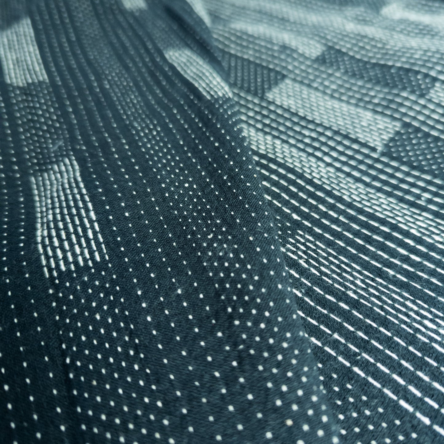 Black Sashiko Style Fabric | 1.8m remnant | 118cm Wide - Textile Traders