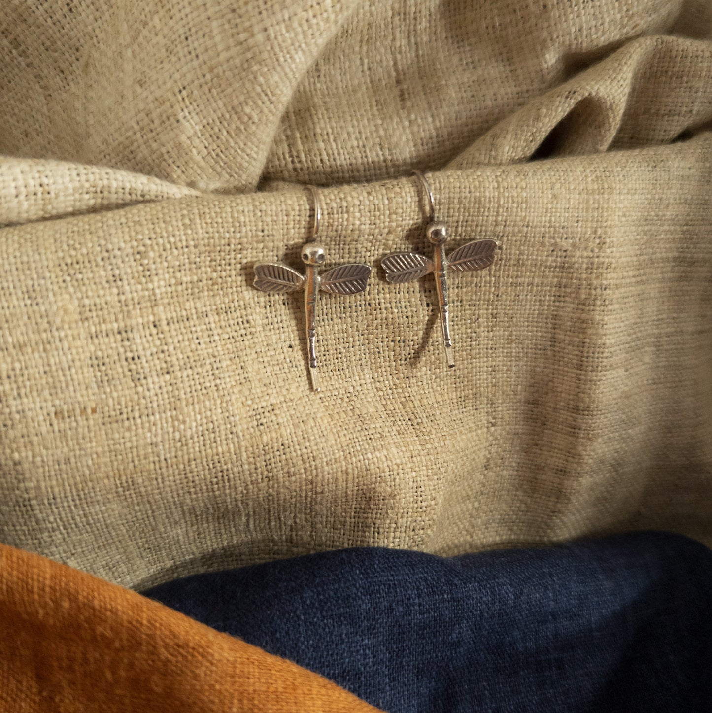 Silver Dragonfly Earrings - Handmade Silver Jewellery - Textile Traders