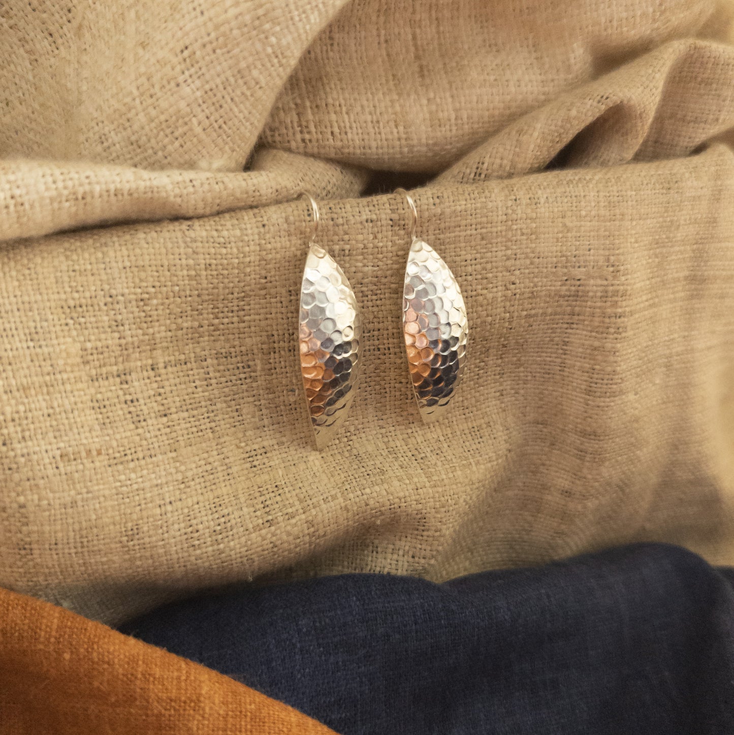 Curved Silver Earrings - Handmade Hill Tribe Jewellery - Textile Traders