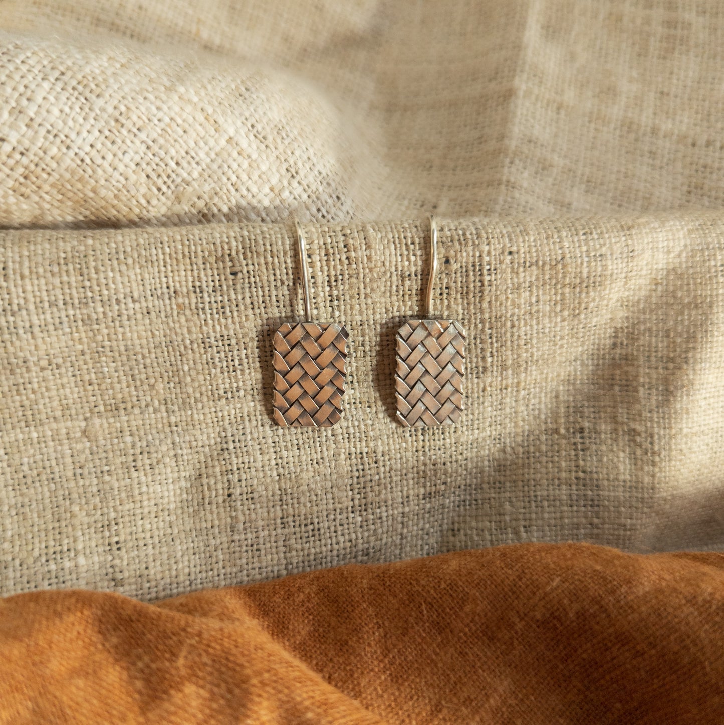 Woven Silver Earrings - Handmade Hill Tribe Jewellery From Thailand - Textile Traders