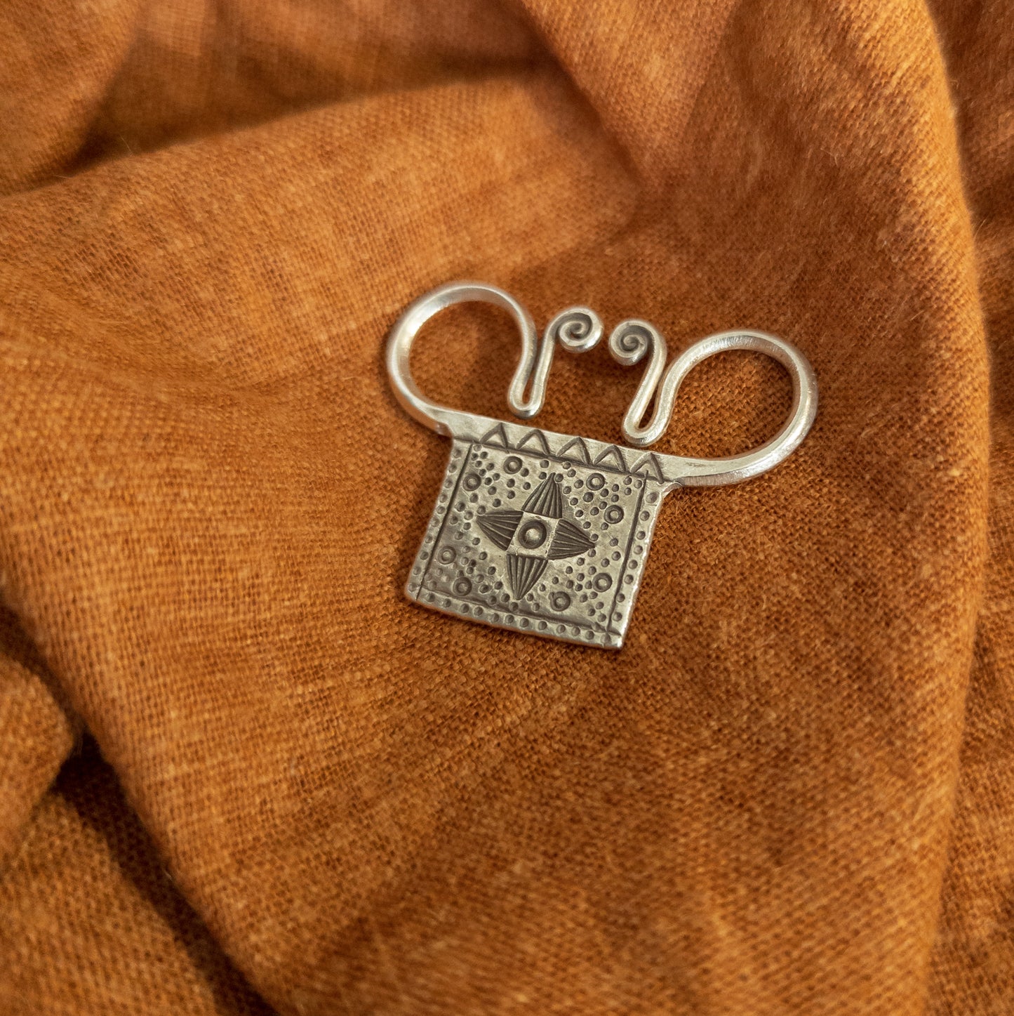 Thai Hill Tribe Silver Pendant - Spirit Lock - Soul Casket - Stamped Silver Jewellery - Textile Traders