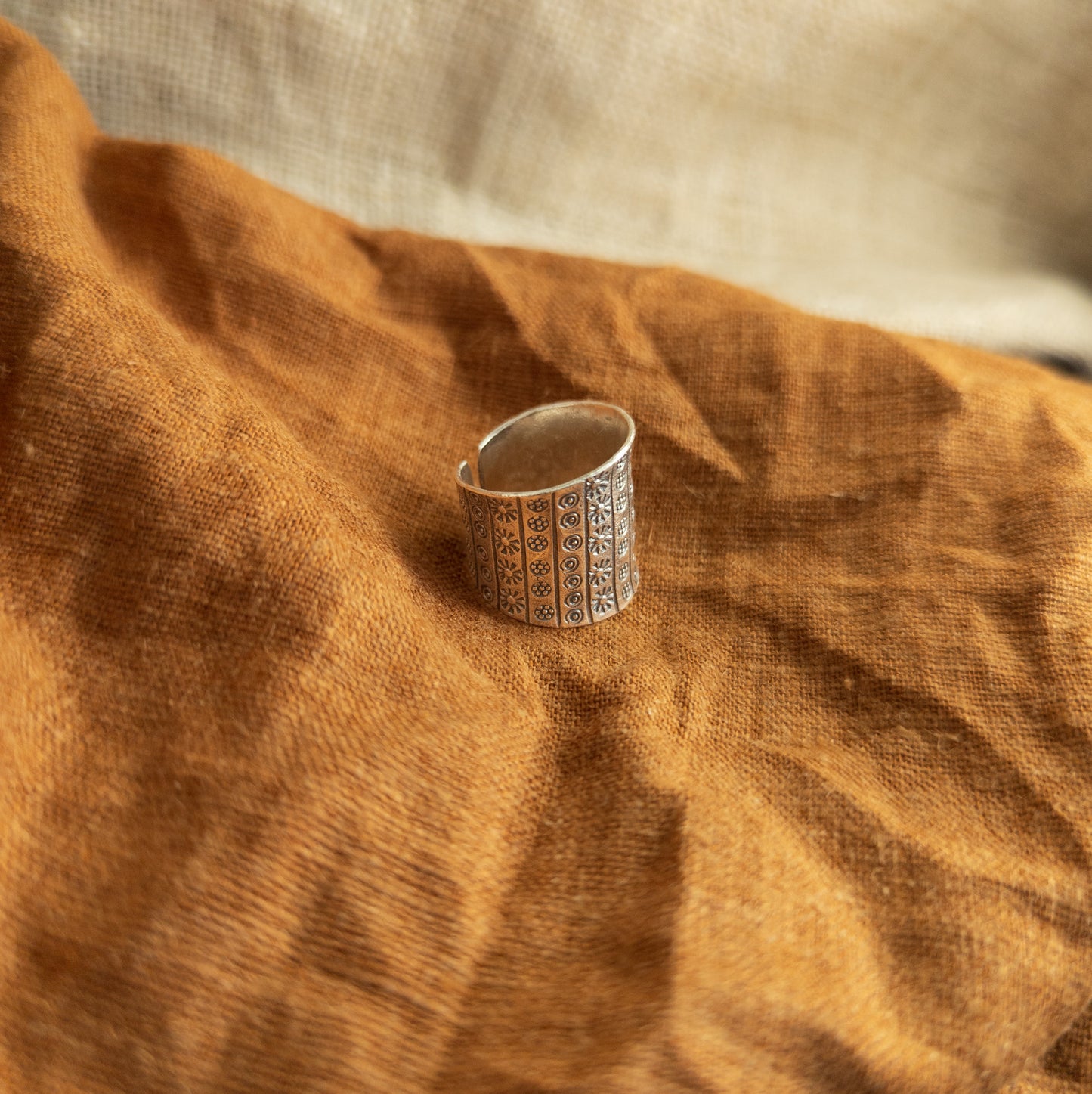 Stamped Silver Ring - Ethnic Jewellery - Handmade By Hmong Hilltribe - Textile Traders