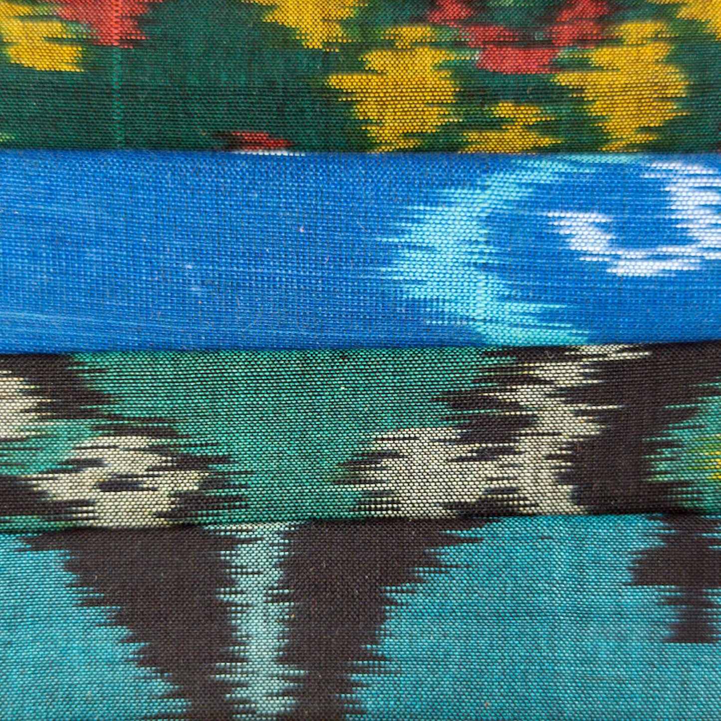 Fat Quarter Set - Blue And Green Ikat - 4 pack - Textile Traders