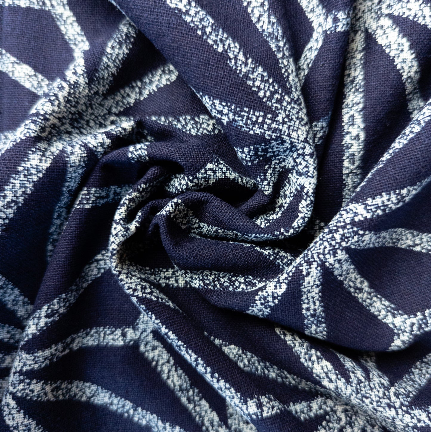 Japanese Geometric Fabric - Indigo Fabric By The Metre