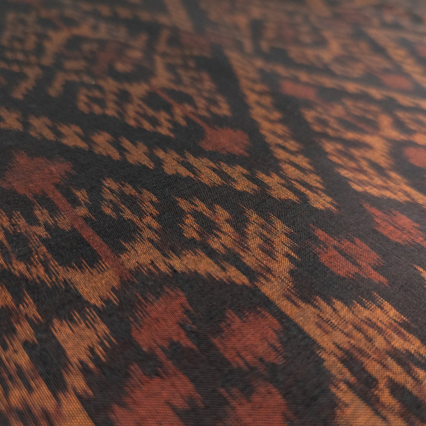 Ikat Fabric By The Metre - Chestnut Brown Indonesian Ikat - Handwoven Textiles