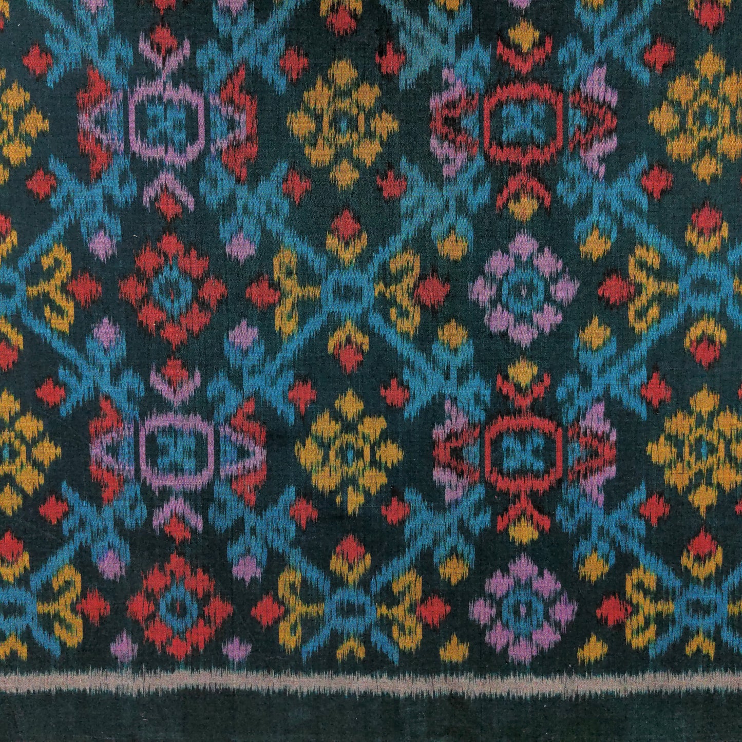 Colourful Green Ikat Fabric - Handwoven Indonesian Ikat By The Metre