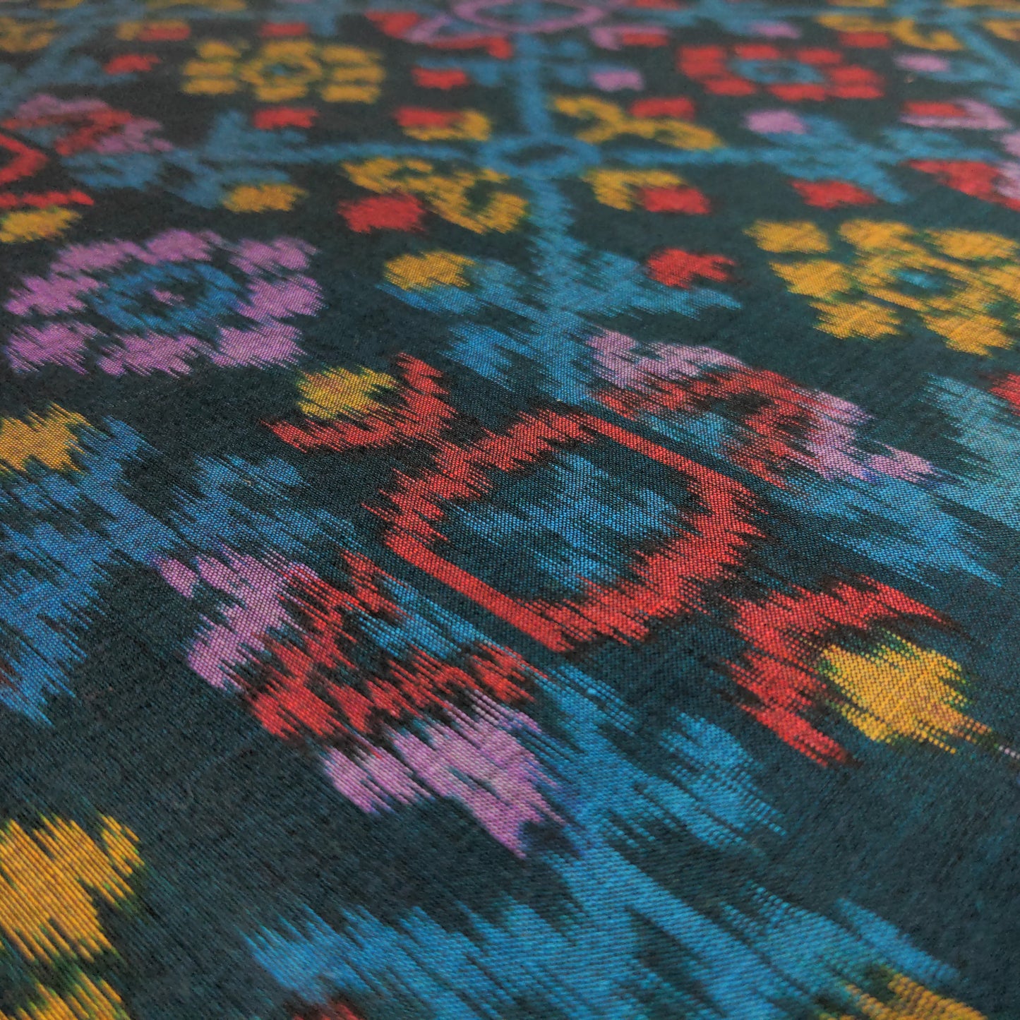 Colourful Green Ikat Fabric - Handwoven Indonesian Ikat By The Metre