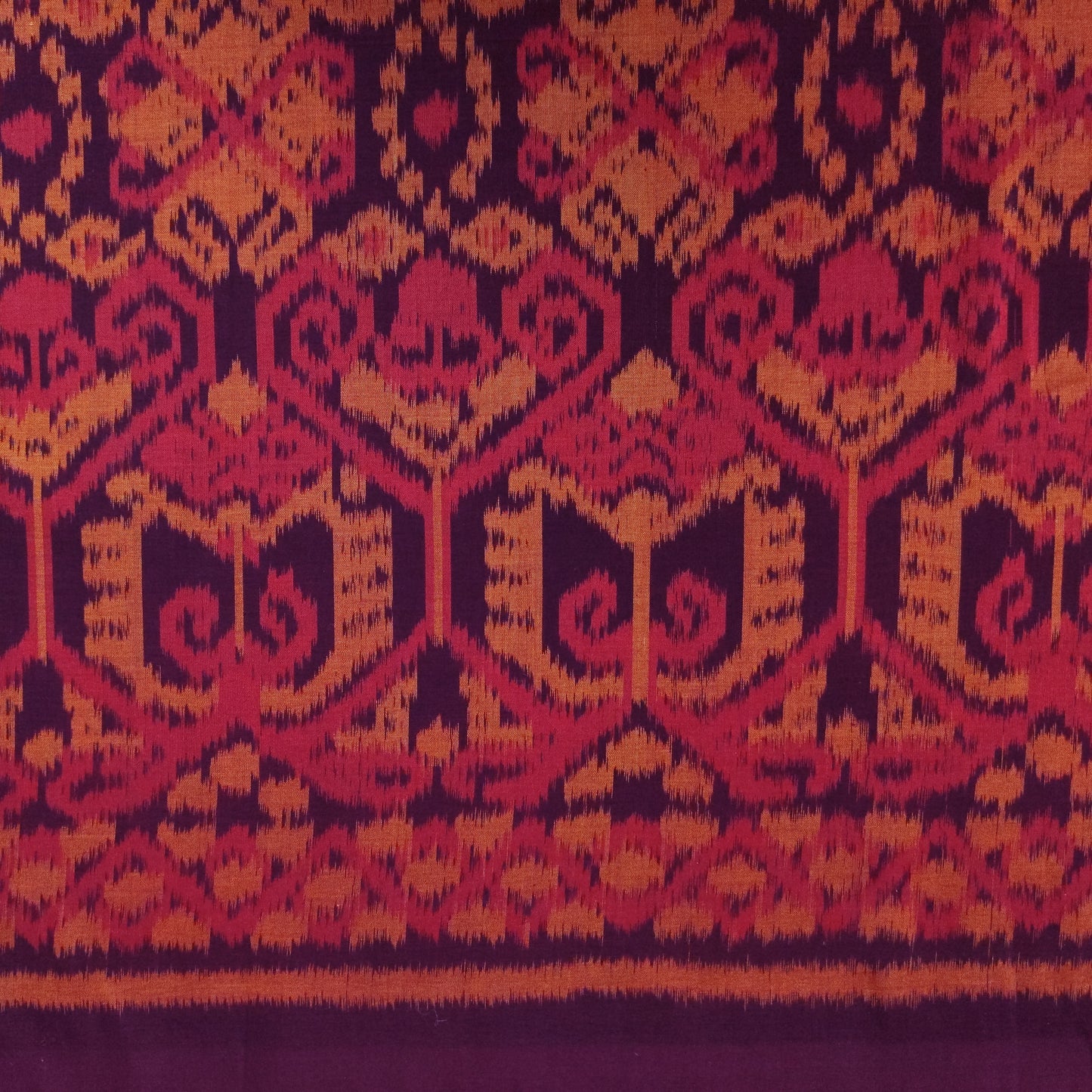 Orange and Red Ikat Fabric - Handwoven Indonesian Ikat By The Metre
