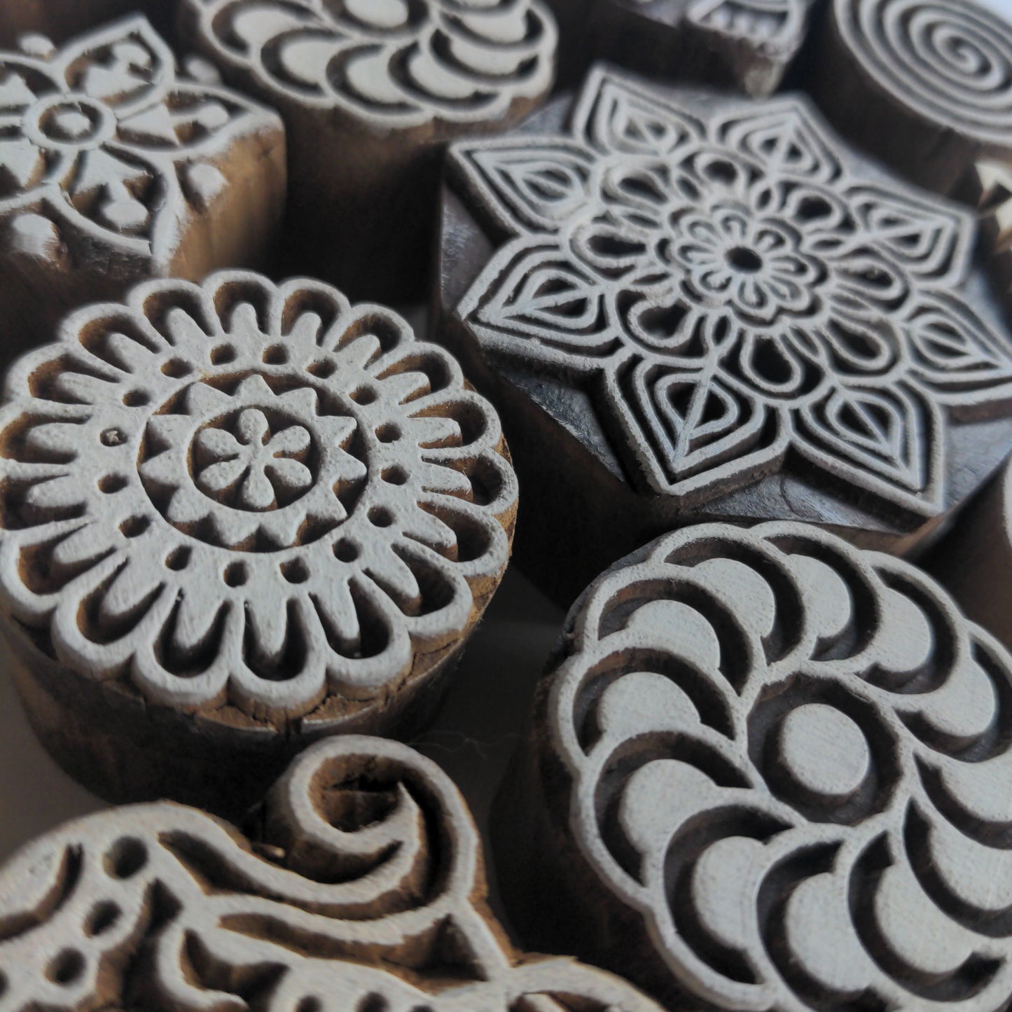 Henna Hand Wooden Printing Block - Handcrafted Fabric Printing and Batik Tools - Textile Traders