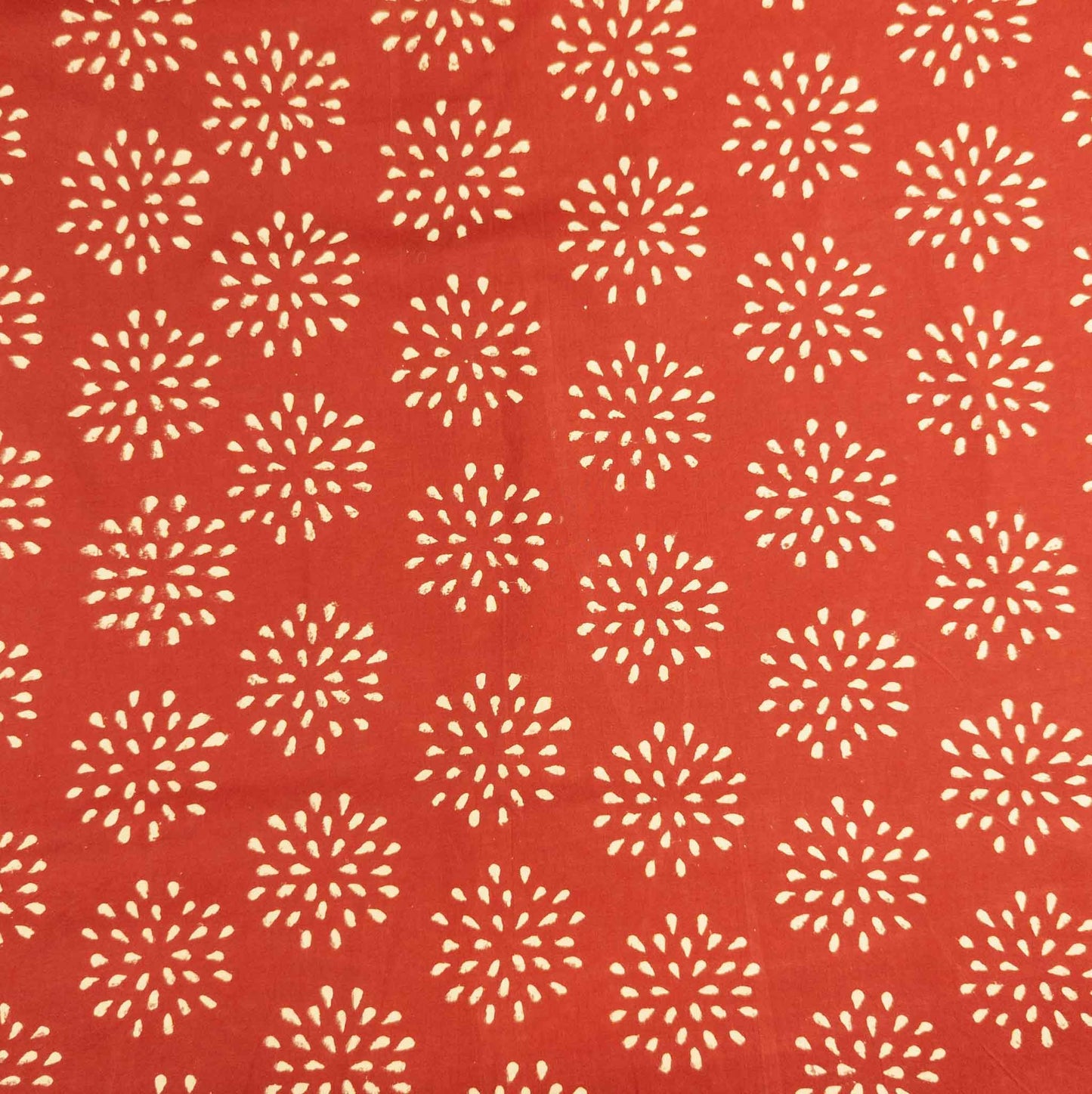 100% Cotton Block Print Fabric - Red Dandelion | Hand Printed in India | 112cm - Textile Traders