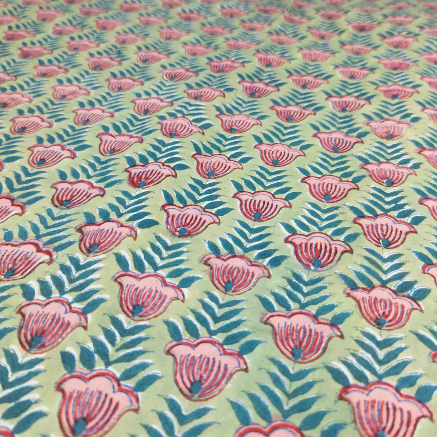 Floral Block Print Fabric | Indian Hand Printed Cotton | 112cm - Textile Traders