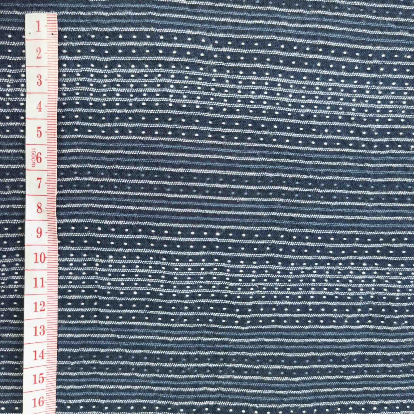 Indigo Sashiko Fabric | Striped Stitched Cotton | 118cm Wide - Textile Traders