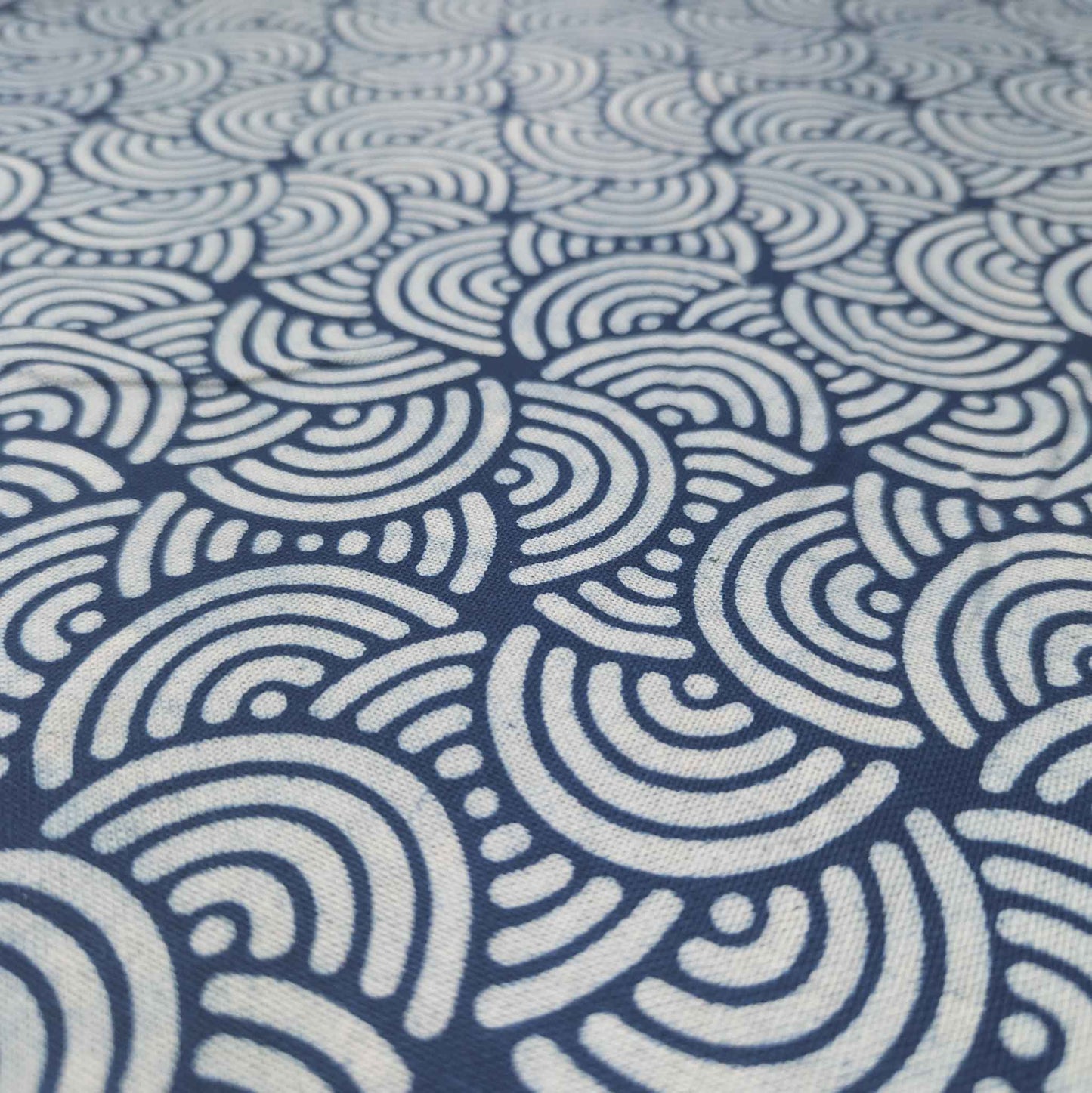 Indigo Cotton Fabric | Japanese Arch Pattern | 110cm Wide