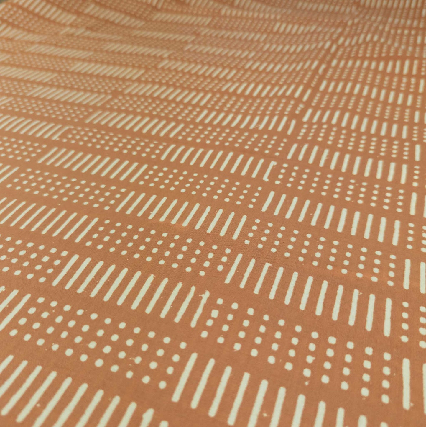 Indian Hand Printed Fabric - Terracotta | 100% Cotton Block Print | 112cm Wide - Textile Traders