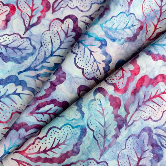Batik Cotton Fabric - Pastel Oak Leaves