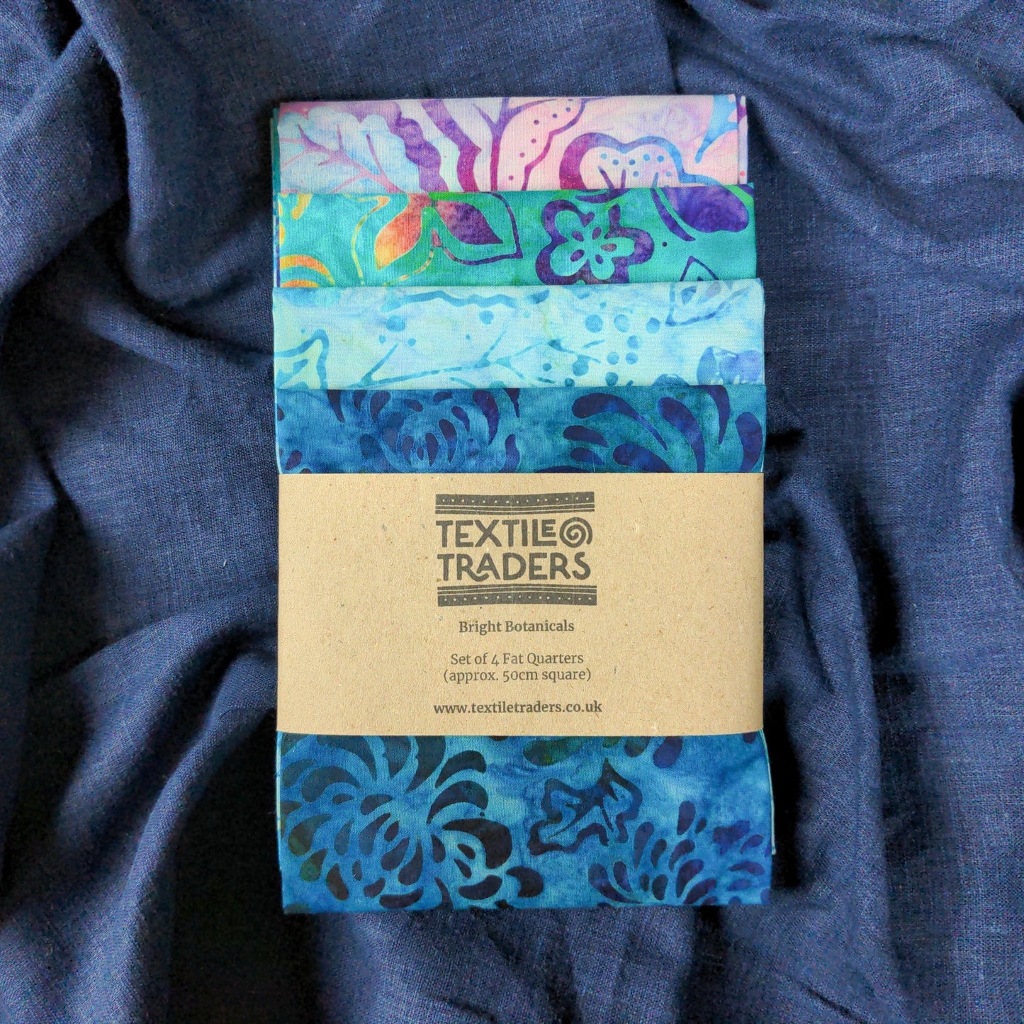 Botanical Fat Quarter Bundle - 4 Pieces | Modern Batik Quilting Fabric - Textile Traders