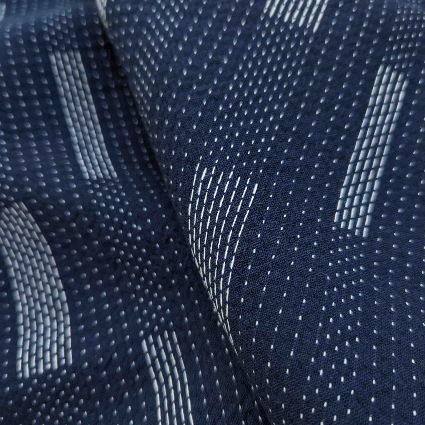 Stitched Sashiko Fabric | Dark Blue Indigo Cotton | 118cm Wide - Textile Traders