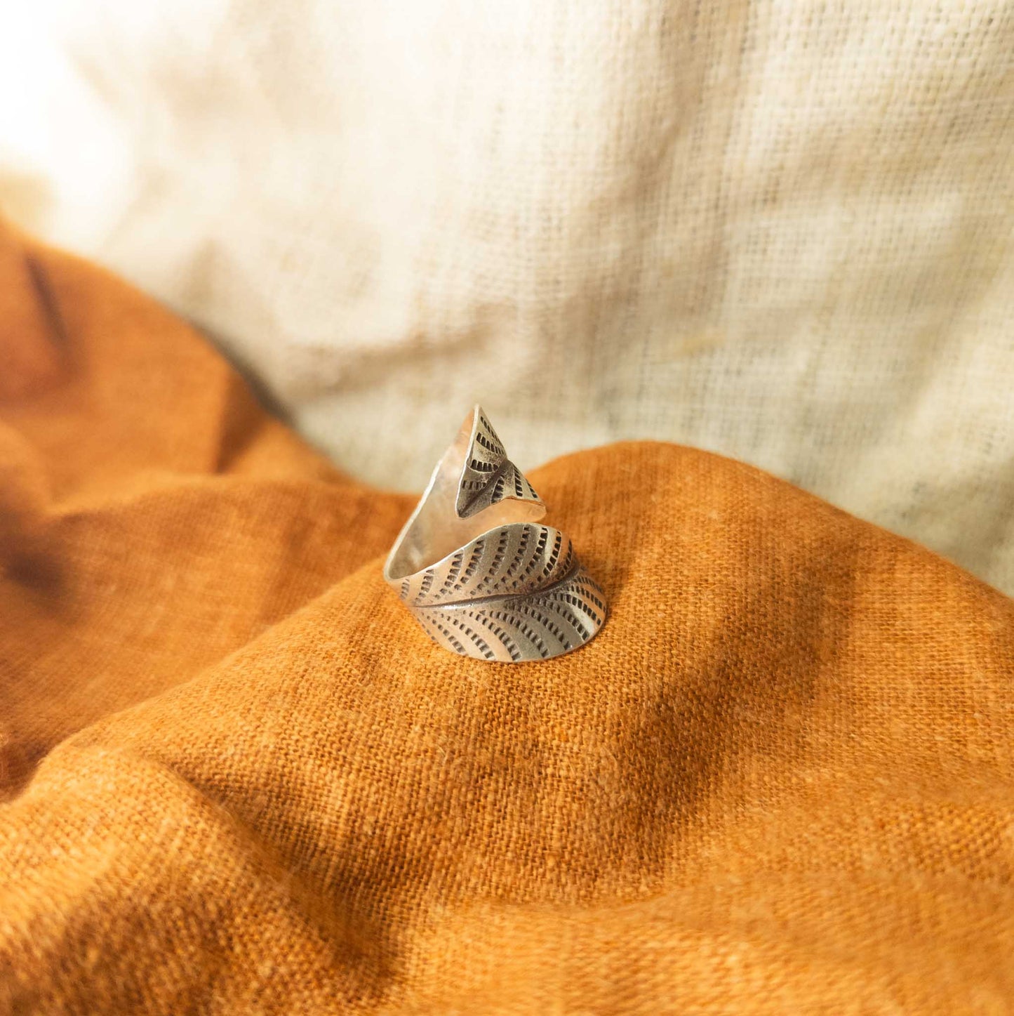 Adjustable Silver Ring | Hill Tribe Leaf Ring - Textile Traders