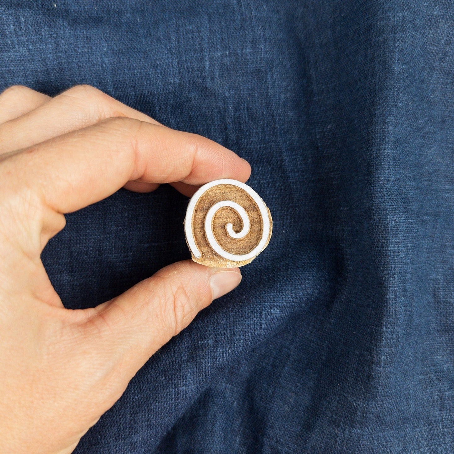 Small Wooden Spiral Stamp | Indian Printing Blocks - Textile Traders
