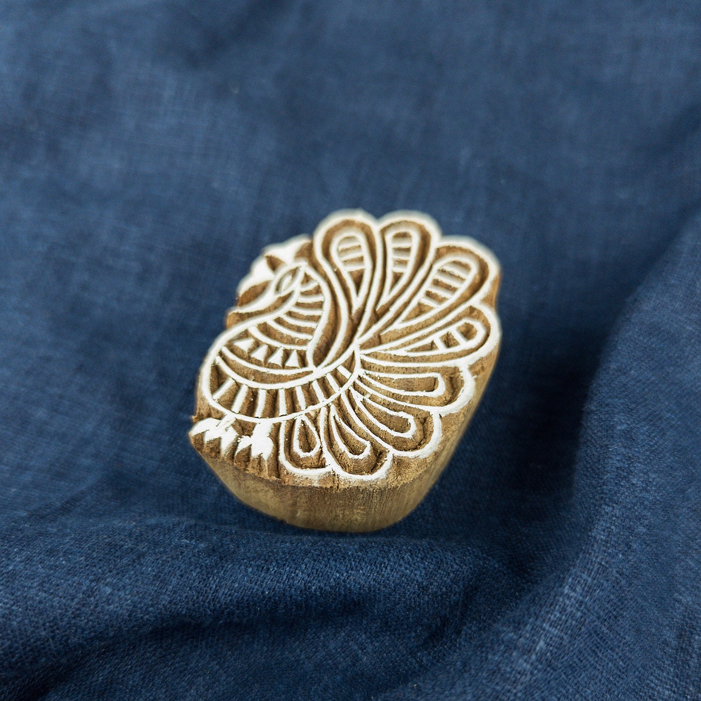 Wooden Peacock Printing Block - Handcrafted Fabric Printing and Batik Tools