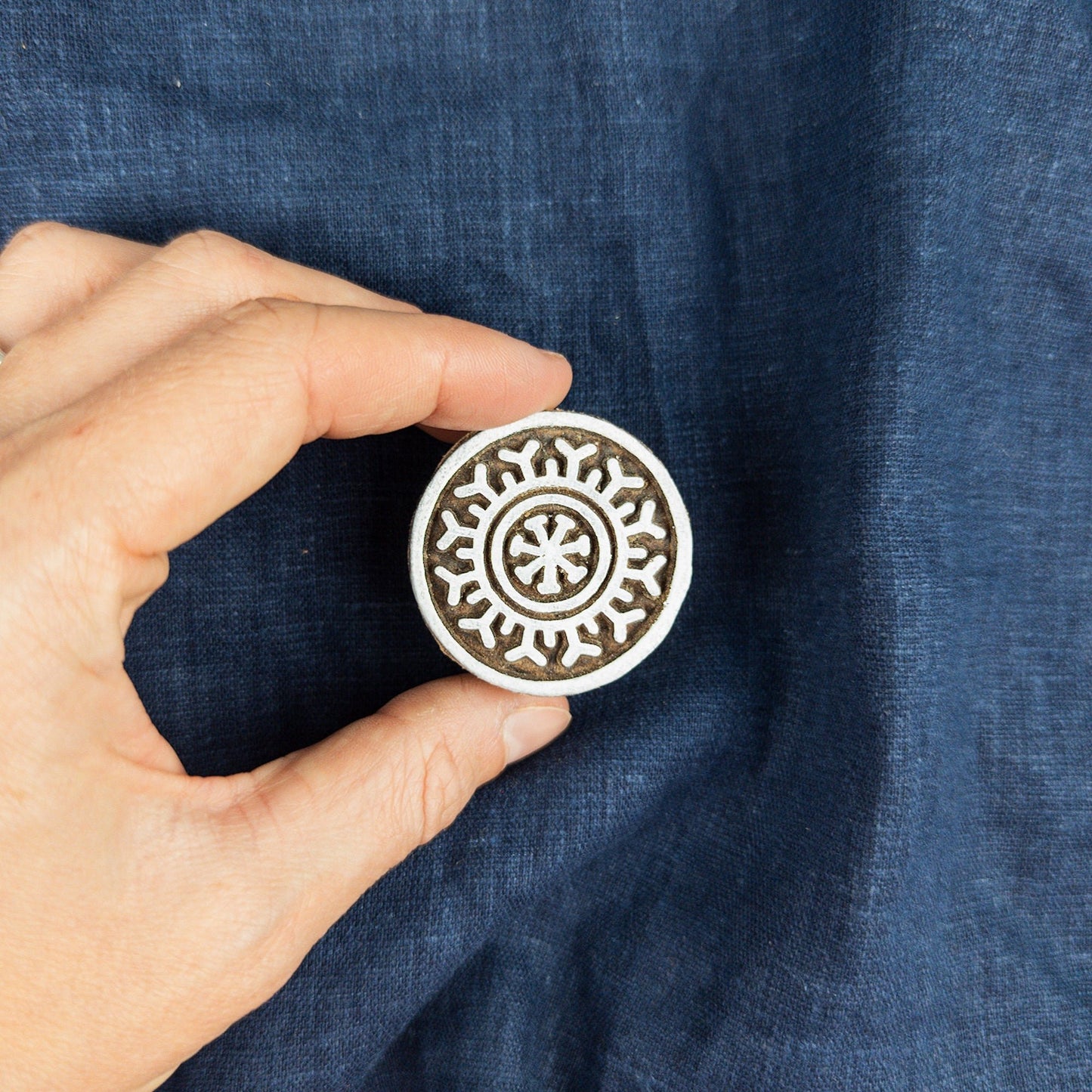 Circular Snowflake Wooden Printing Block | Fabric Printing and Batik Tools - Textile Traders