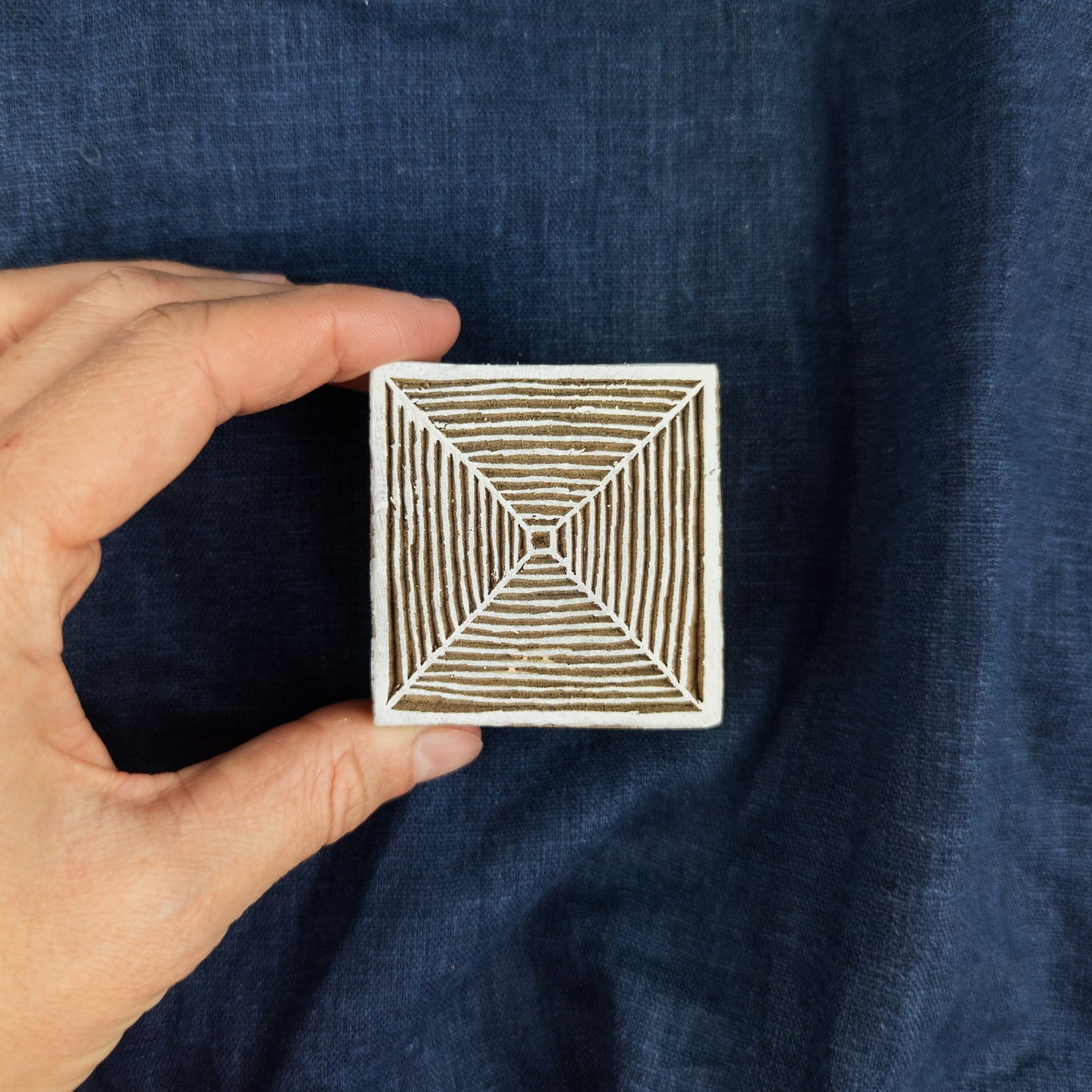 Concentric Square Woodblock | Fabric Printing and Batik Stamp - Textile Traders
