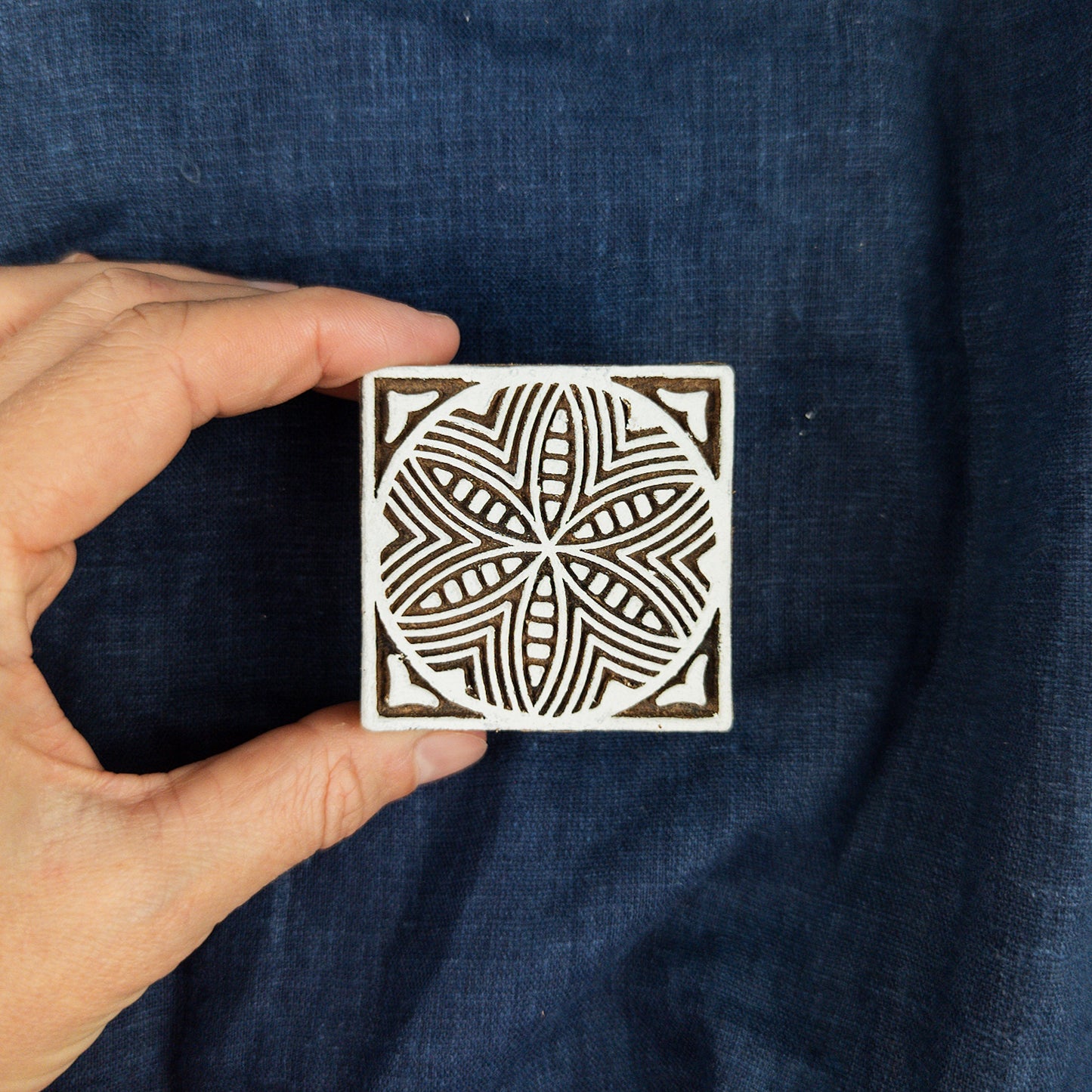 Blockprint Stamp with Flower Design