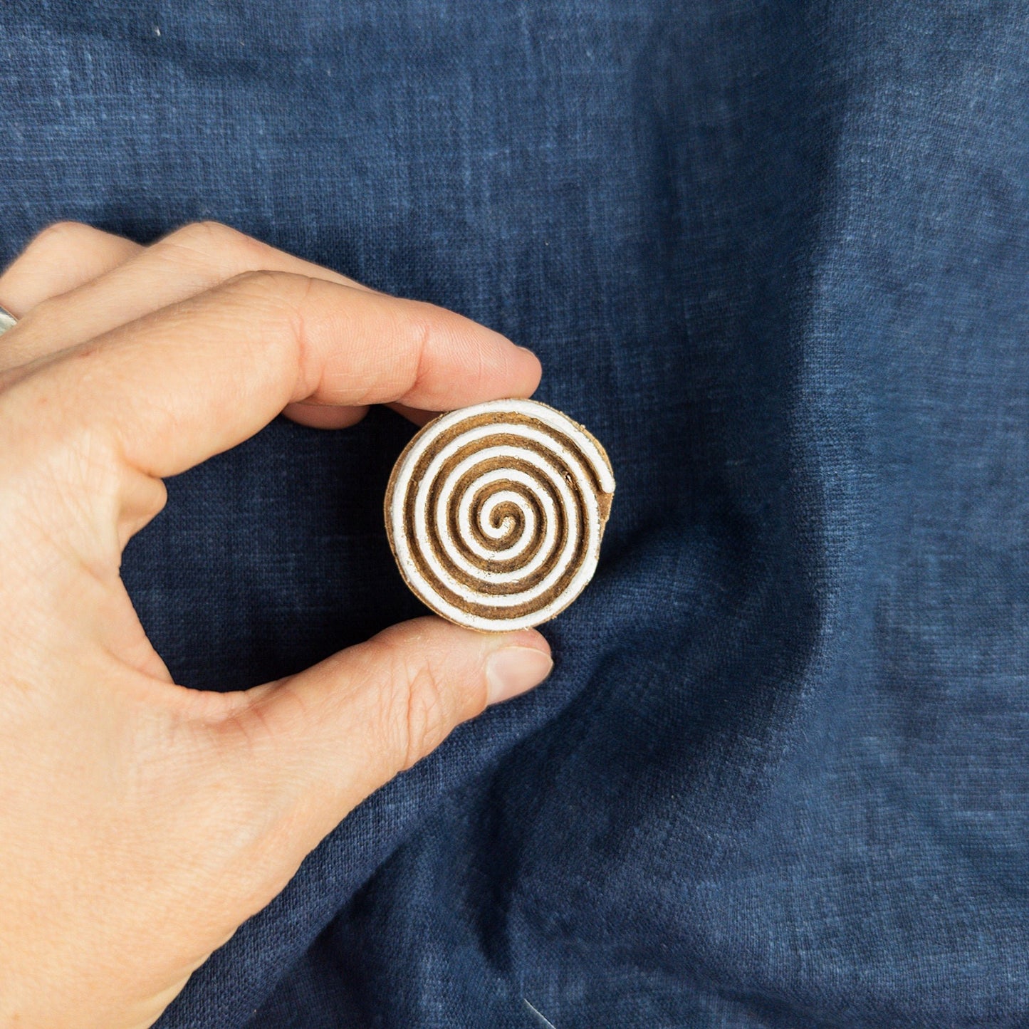 Intricate Wooden Spiral Stamp | Printing Blocks for Batik and Fabric Printing - Textile Traders