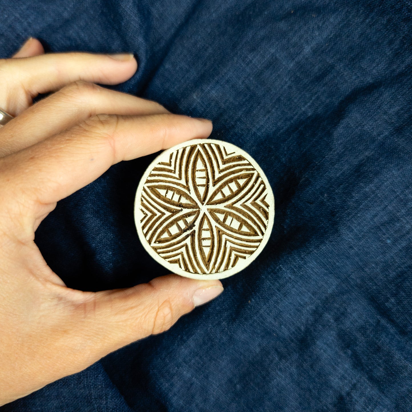 African Circle Wooden Printing Block | Fabric Printing and Batik Tools - Textile Traders