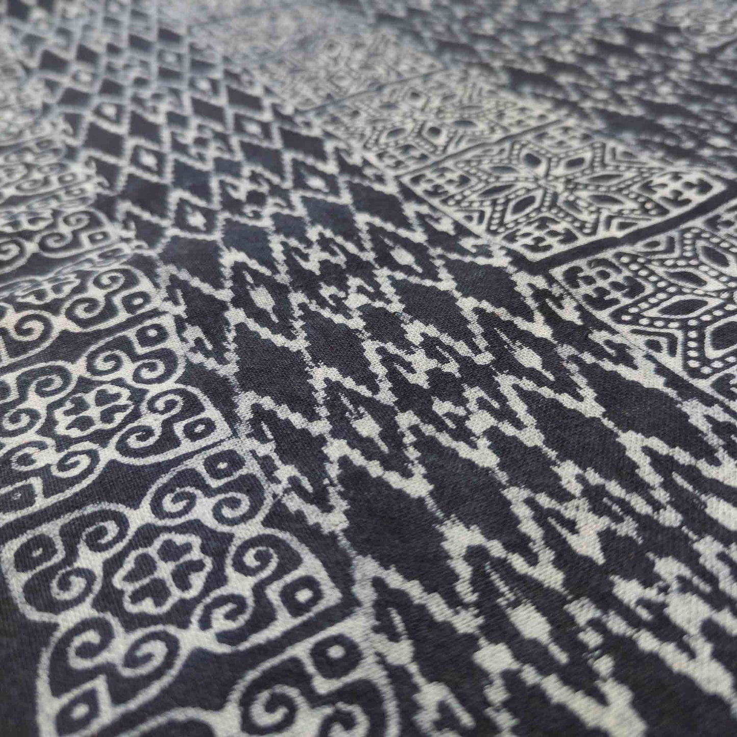 Handwoven Hilltribe Batik Fabric | Indigo Star Tile | 38cm Wide