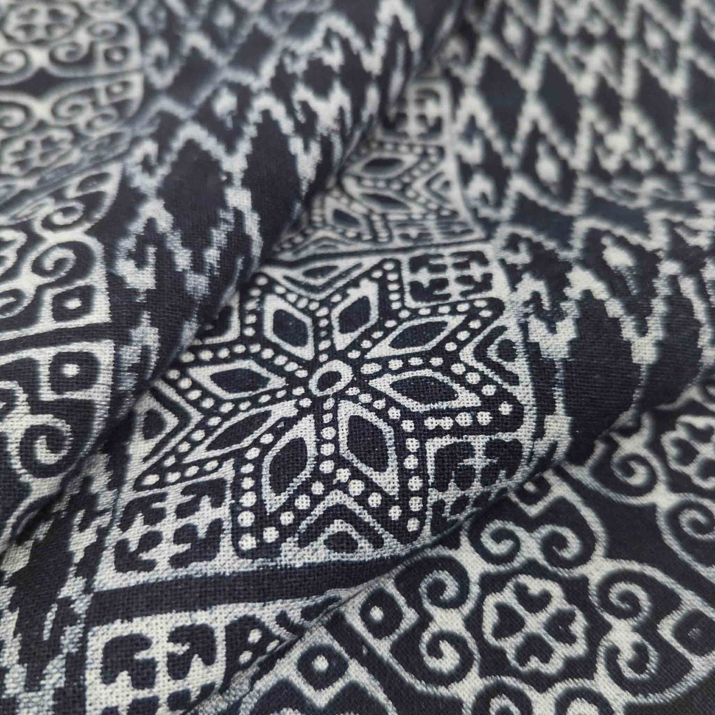 Handwoven Hilltribe Batik Fabric | Indigo Star Tile | 38cm Wide - Textile Traders
