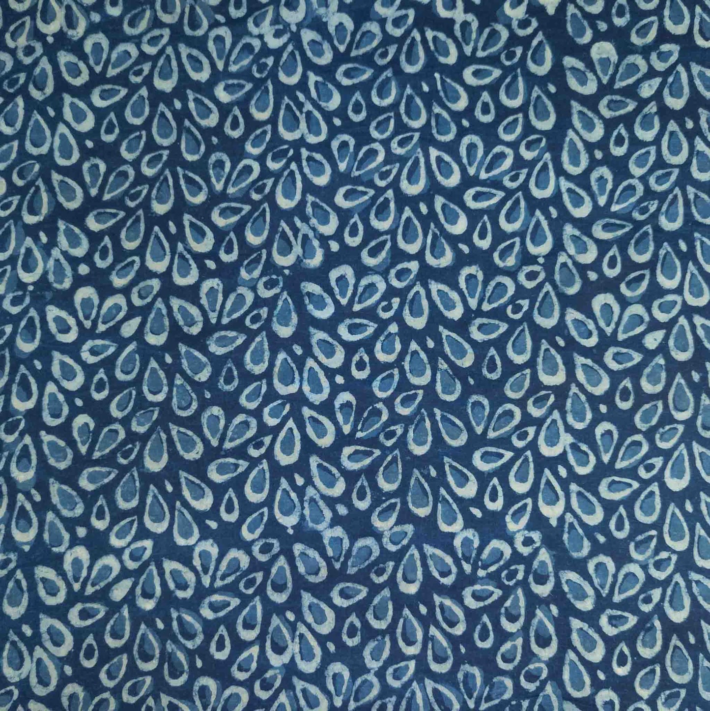 Indian Dabu Fabric - Indigo Raindrops | Block Print Cotton | 112cm Wide