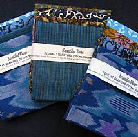 Photo 4 of our Blue and Green Ikat 4 fat quarters