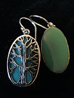 Oval Tree of Life silver earrings