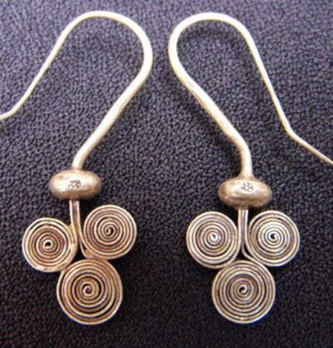 Photo of our Triple spirals silver hilltribe earrings