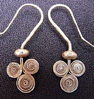 Triple spirals silver hilltribe earrings