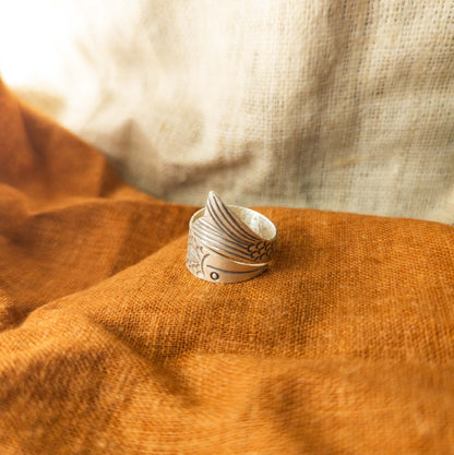 Silver Fish Ring | Open Adjustable Rings | Hill Tribe Silver Jewellery - Textile Traders