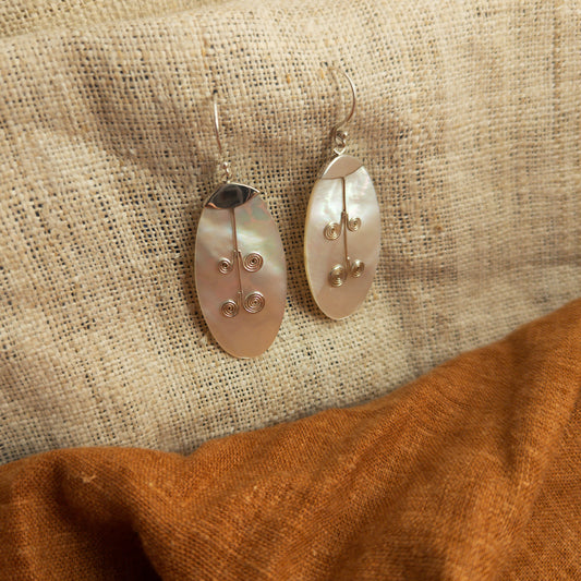 Shell and Silver Spiral Earrings | Handmade Silver Jewellery
