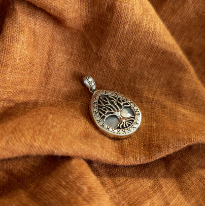 Silver Tree of Life Pendant - Teardrop Shape | Handmade Jewellery