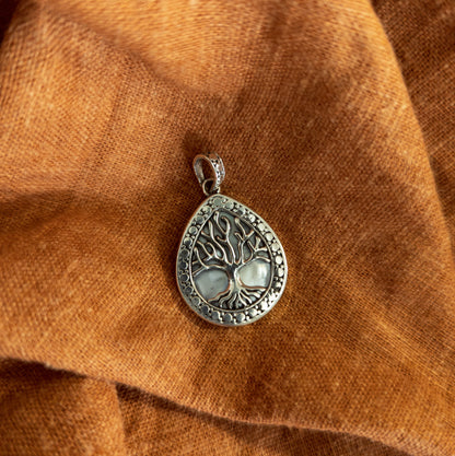 Silver Tree of Life Pendant - Teardrop Shape | Handmade Jewellery