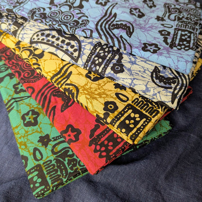 A selection of colourful Indonesian batik sarongs from Bali.