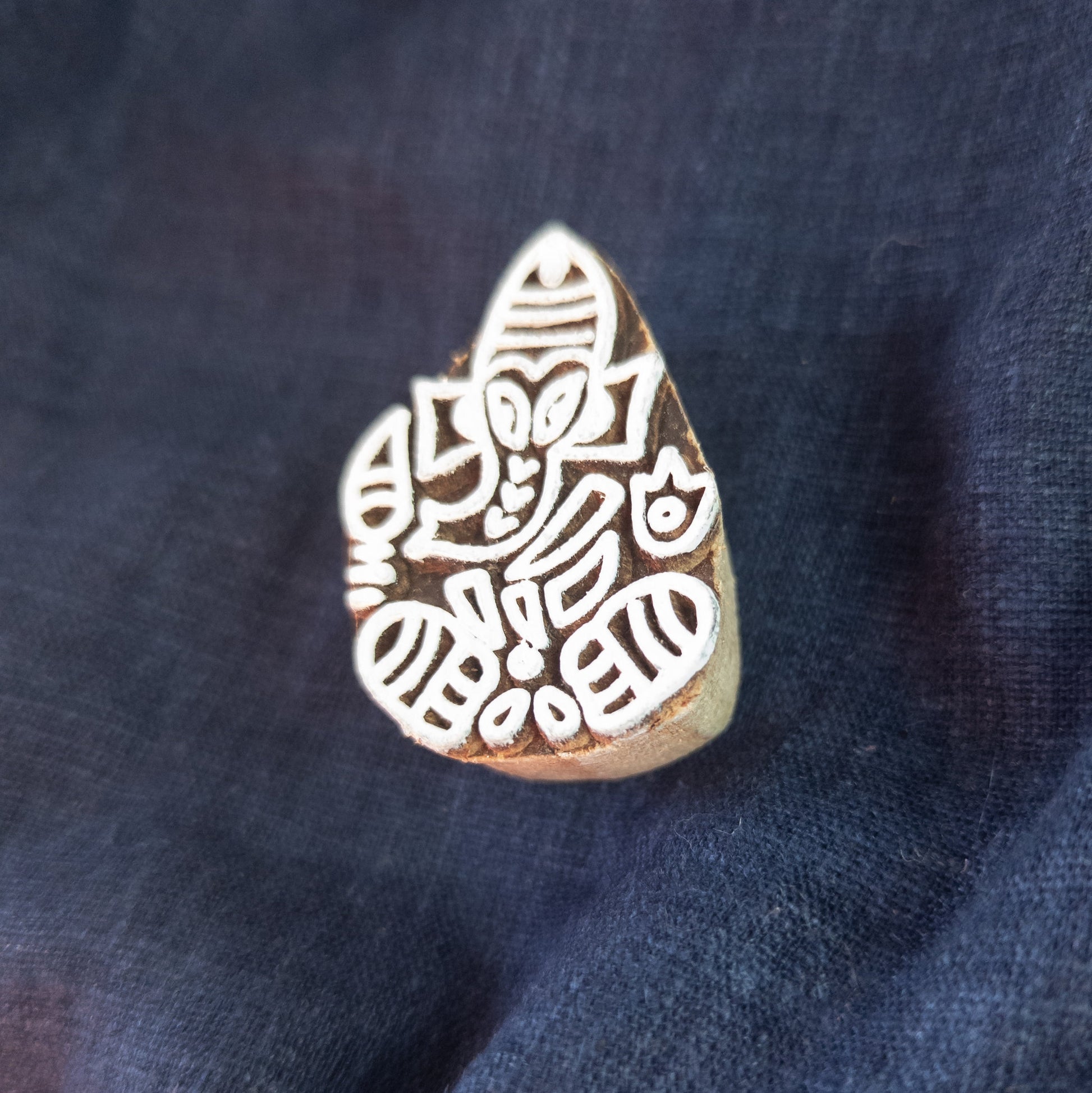 Wooden Ganesh Stamp | Indian Woodblock | Batik & Block Print Block - Textile Traders