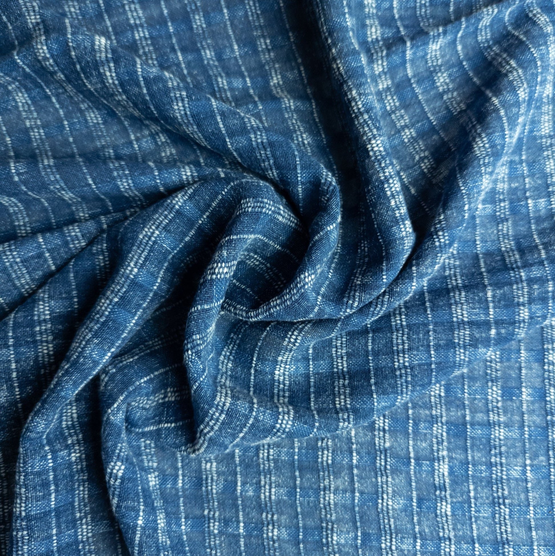 Woven Check Indigo Cotton Fabric | 100% Cotton - Textile Traders