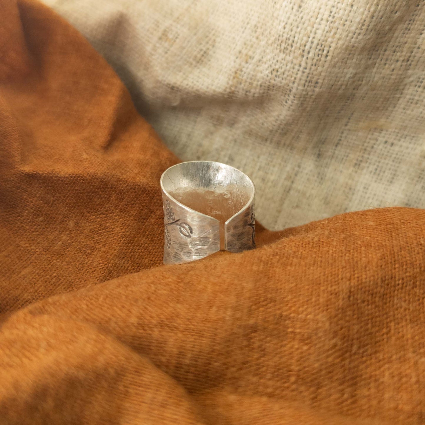 Botanical Ring | Hand Stamped Silver Jewellery - Textile Traders