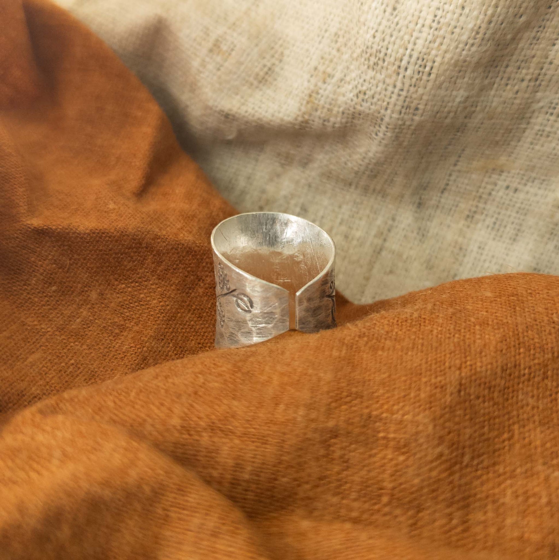 Botanical Ring | Hand Stamped Silver Jewellery - Textile Traders