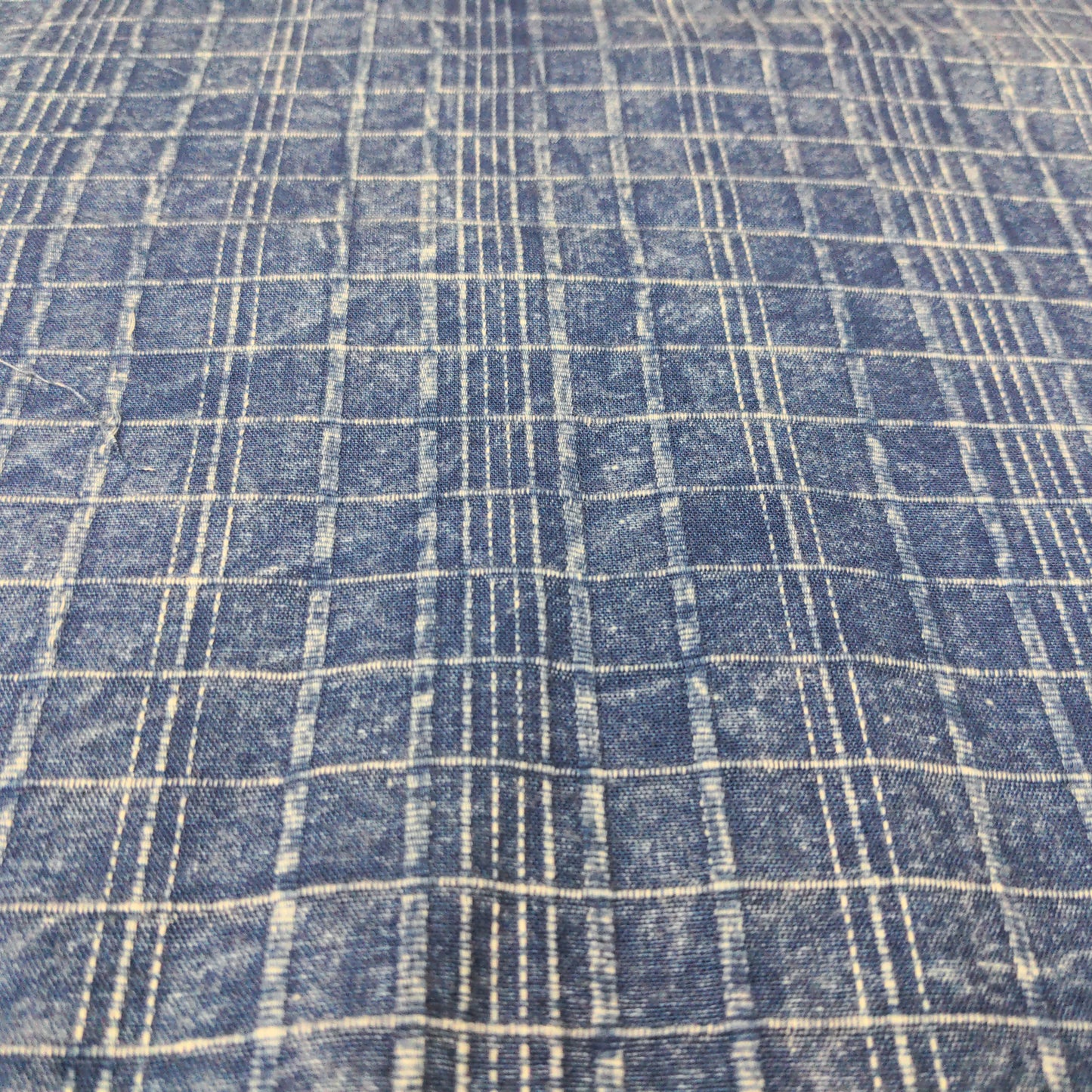 Light Blue Stonewash Checked Fabric | Indigo Fabrics | 116cm Wide