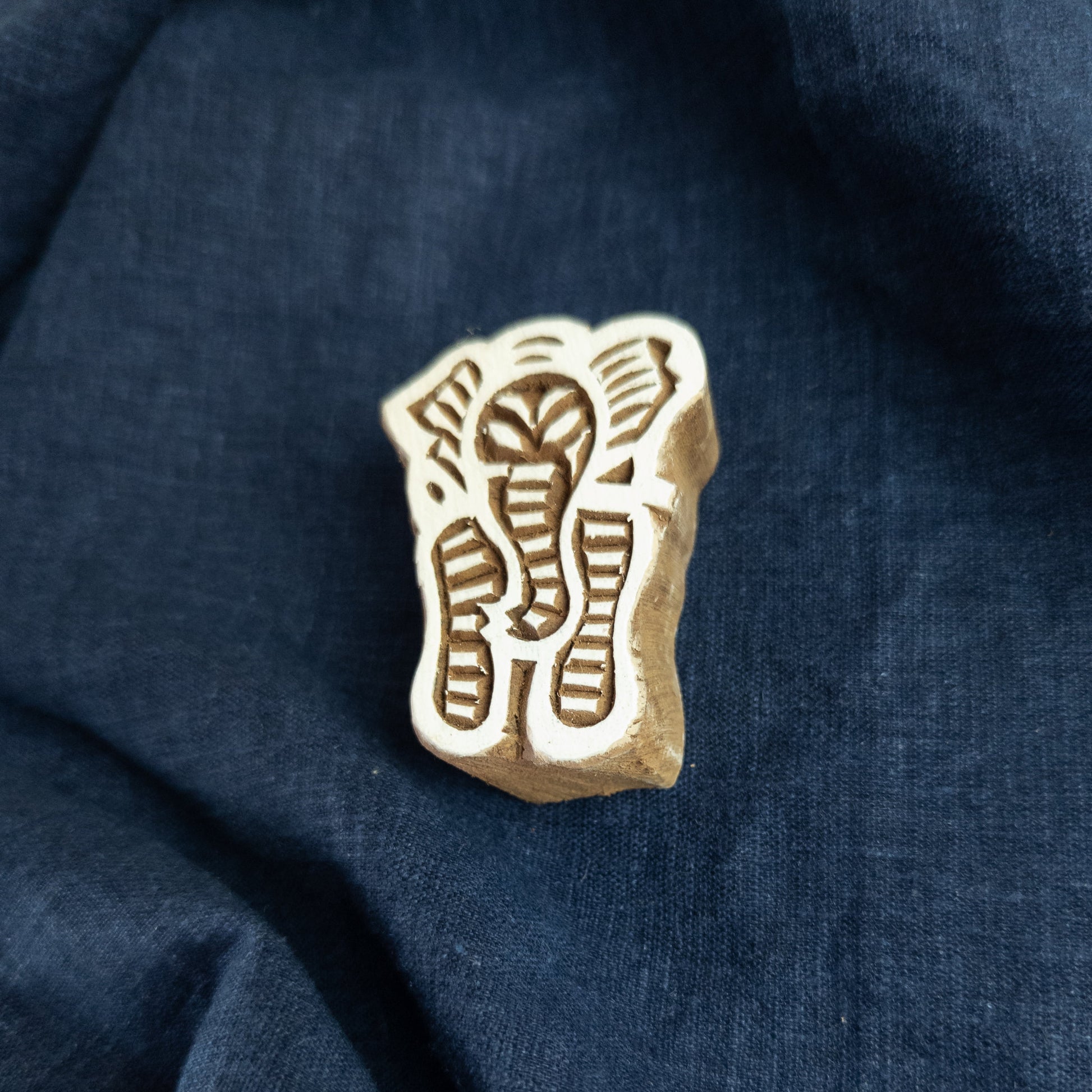 Indian Wood Block Printing Stamp with Elephant Design